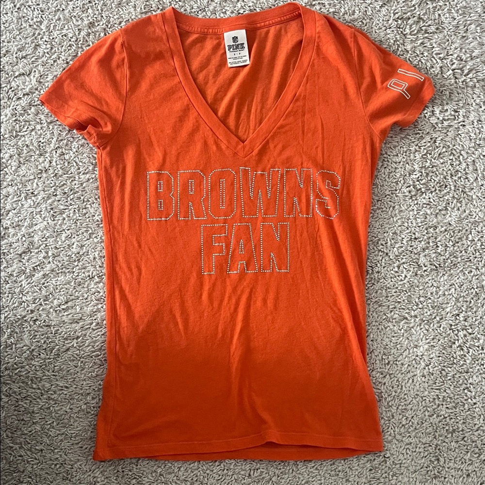 PINK Victoria's Secret NFL Cleveland BROWNS Orange T-Shirt
